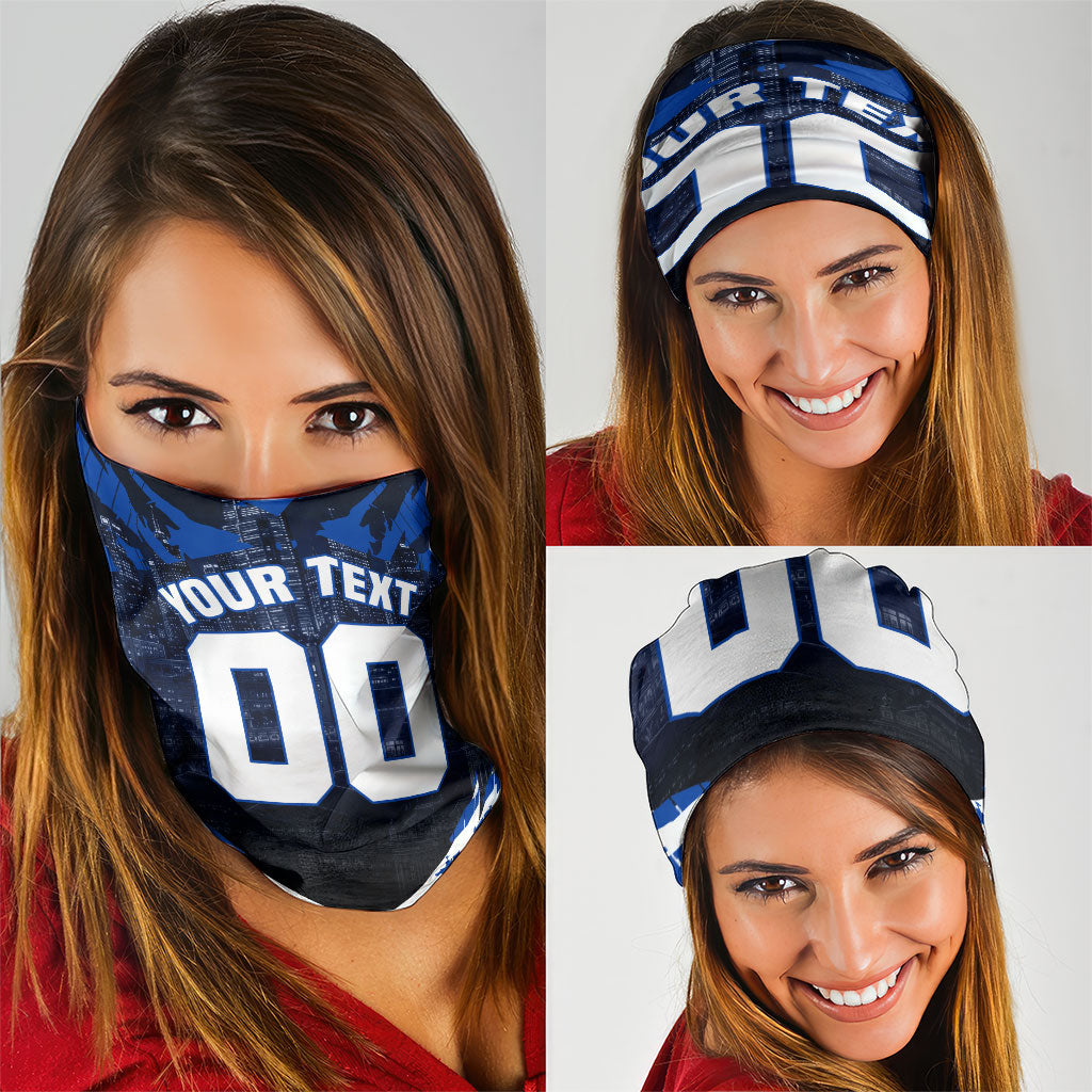 Personalised North Melbourne Kangaroos Football Neck Gaiter Fierce Kangaroo Mascot 3D Grunge City Art