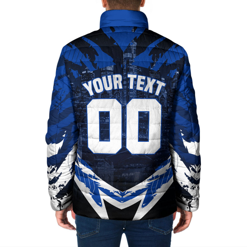 Personalised North Melbourne Kangaroos Football Padded Jacket Fierce Kangaroo Mascot 3D Grunge City Art