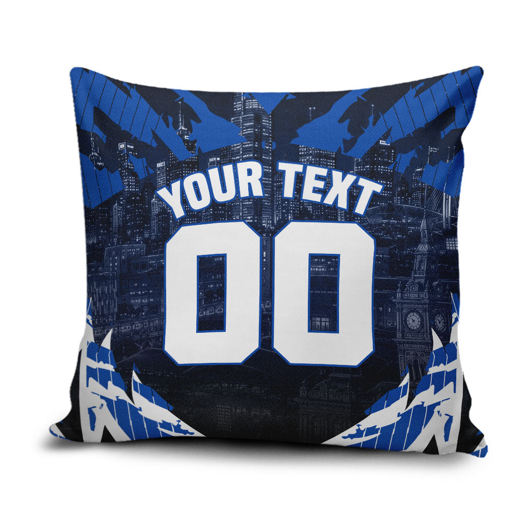 Personalised North Melbourne Kangaroos Football Pillow Cover Fierce Kangaroo Mascot 3D Grunge City Art