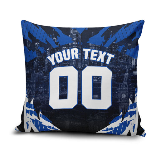 Personalised North Melbourne Kangaroos Football Pillow Cover Fierce Kangaroo Mascot 3D Grunge City Art