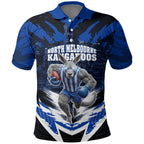Personalised North Melbourne Kangaroos Football Polo Shirt Fierce Kangaroo Mascot 3D Grunge City Art