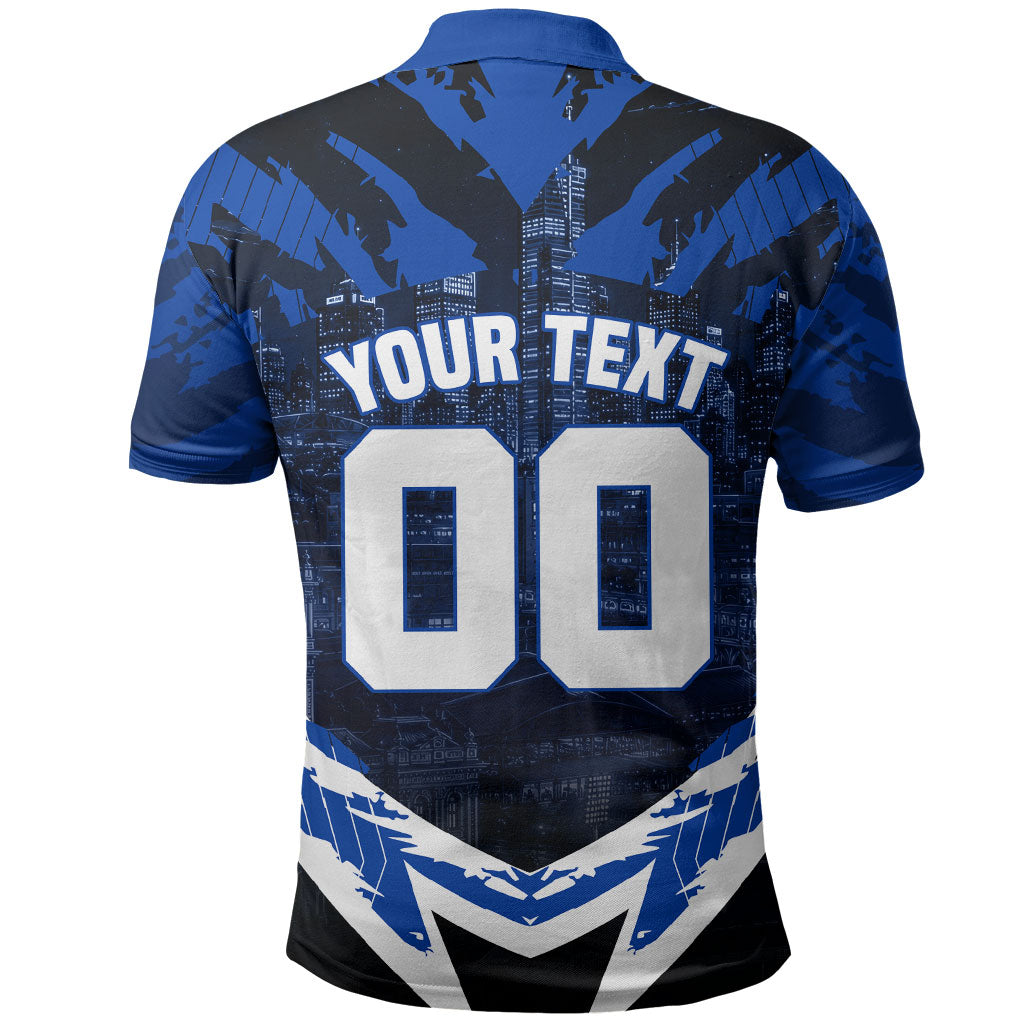 Personalised North Melbourne Kangaroos Football Polo Shirt Fierce Kangaroo Mascot 3D Grunge City Art