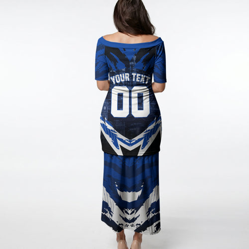 Personalised North Melbourne Kangaroos Football Puletasi Fierce Kangaroo Mascot 3D Grunge City Art