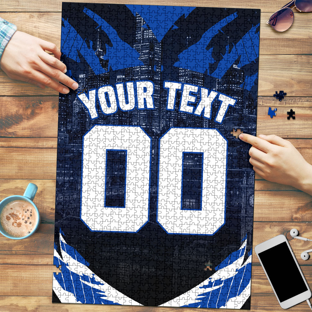 Personalised North Melbourne Kangaroos Football Puzzle Fierce Kangaroo Mascot 3D Grunge City Art