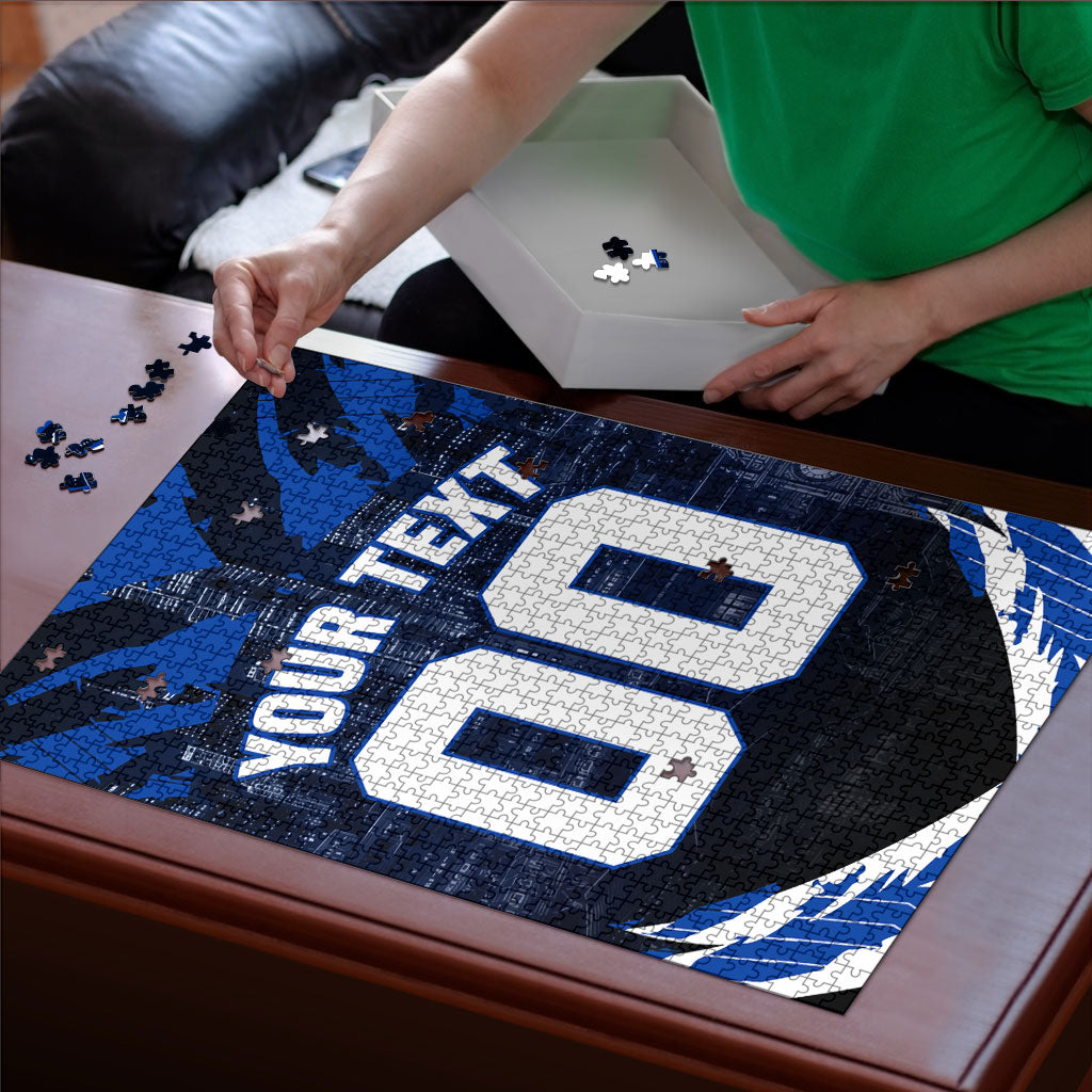 Personalised North Melbourne Kangaroos Football Puzzle Fierce Kangaroo Mascot 3D Grunge City Art