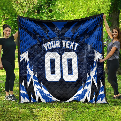 Personalised North Melbourne Kangaroos Football Quilt Fierce Kangaroo Mascot 3D Grunge City Art