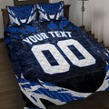 Personalised North Melbourne Kangaroos Football Quilt Bed Set Fierce Kangaroo Mascot 3D Grunge City Art