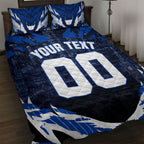 Personalised North Melbourne Kangaroos Football Quilt Bed Set Fierce Kangaroo Mascot 3D Grunge City Art