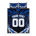 Personalised North Melbourne Kangaroos Football Quilt Bed Set Fierce Kangaroo Mascot 3D Grunge City Art