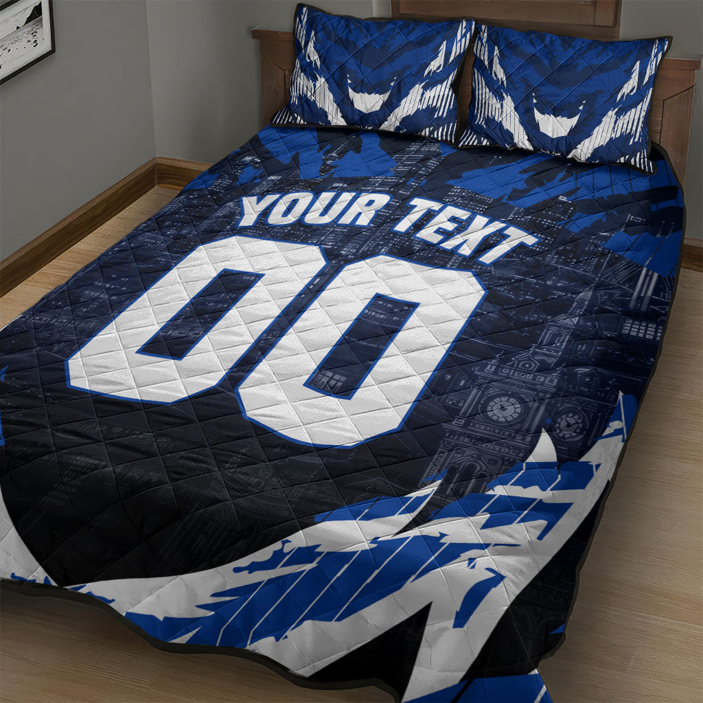 Personalised North Melbourne Kangaroos Football Quilt Bed Set Fierce Kangaroo Mascot 3D Grunge City Art