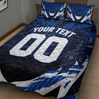 Personalised North Melbourne Kangaroos Football Quilt Bed Set Fierce Kangaroo Mascot 3D Grunge City Art
