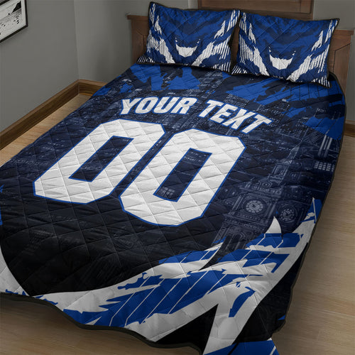 Personalised North Melbourne Kangaroos Football Quilt Bed Set Fierce Kangaroo Mascot 3D Grunge City Art