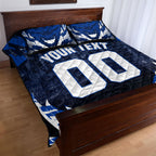 Personalised North Melbourne Kangaroos Football Quilt Bed Set Fierce Kangaroo Mascot 3D Grunge City Art