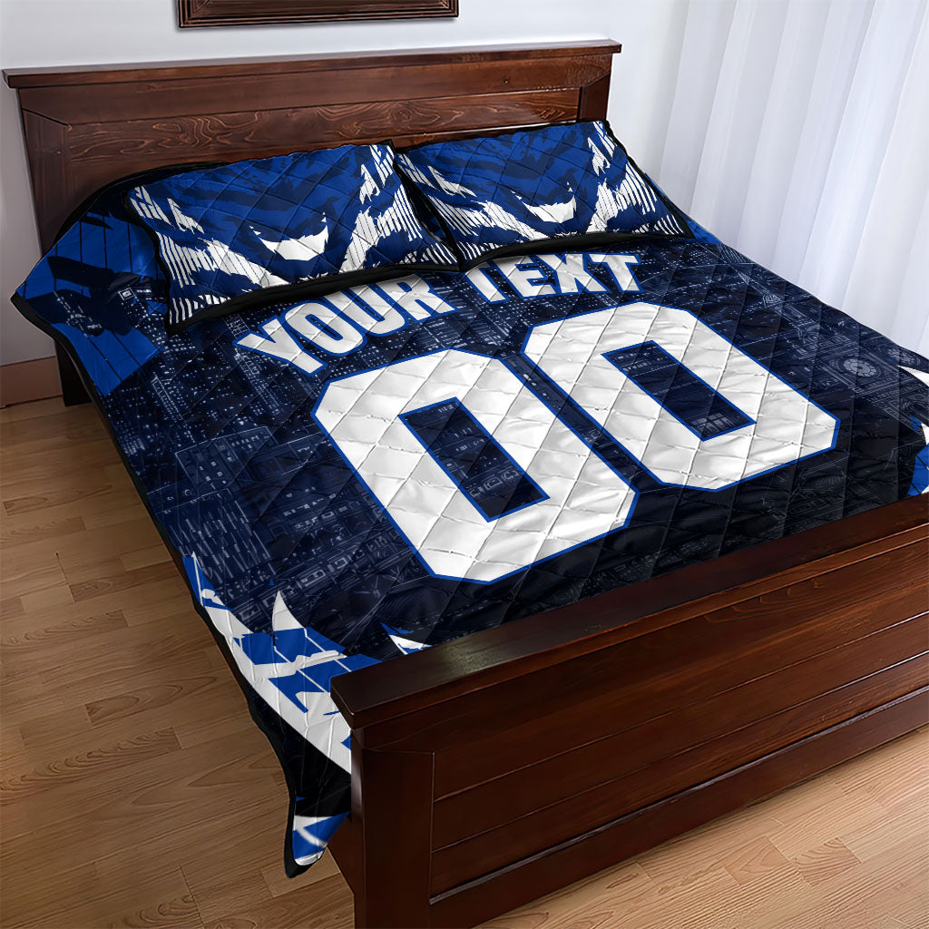 Personalised North Melbourne Kangaroos Football Quilt Bed Set Fierce Kangaroo Mascot 3D Grunge City Art