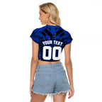 Personalised North Melbourne Kangaroos Football Raglan Cropped T Shirt Fierce Kangaroo Mascot 3D Grunge City Art