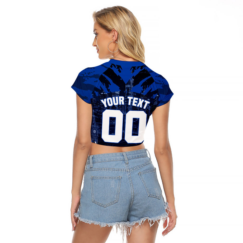 Personalised North Melbourne Kangaroos Football Raglan Cropped T Shirt Fierce Kangaroo Mascot 3D Grunge City Art