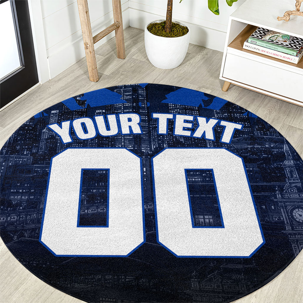 Personalised North Melbourne Kangaroos Football Round Carpet Fierce Kangaroo Mascot 3D Grunge City Art