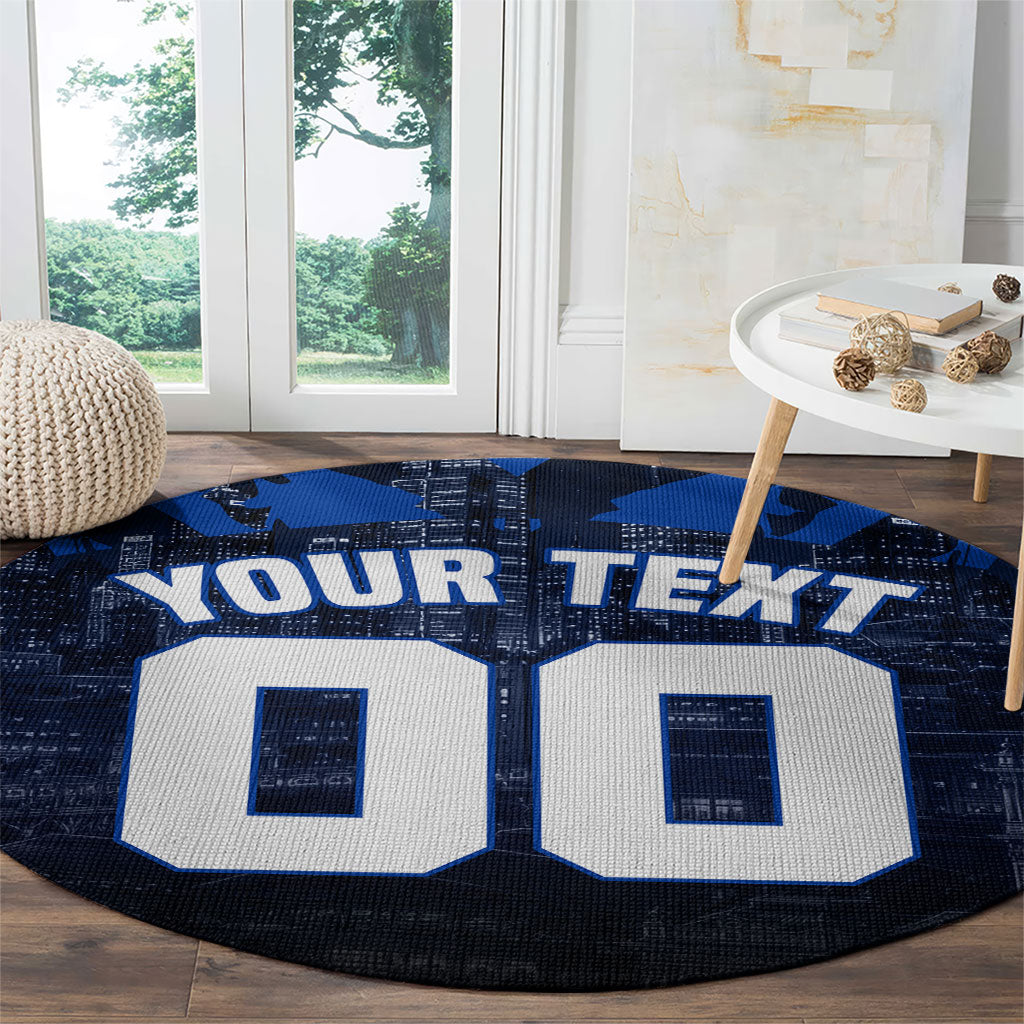 Personalised North Melbourne Kangaroos Football Round Carpet Fierce Kangaroo Mascot 3D Grunge City Art