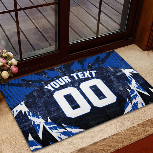 Personalised North Melbourne Kangaroos Football Rubber Doormat Fierce Kangaroo Mascot 3D Grunge City Art