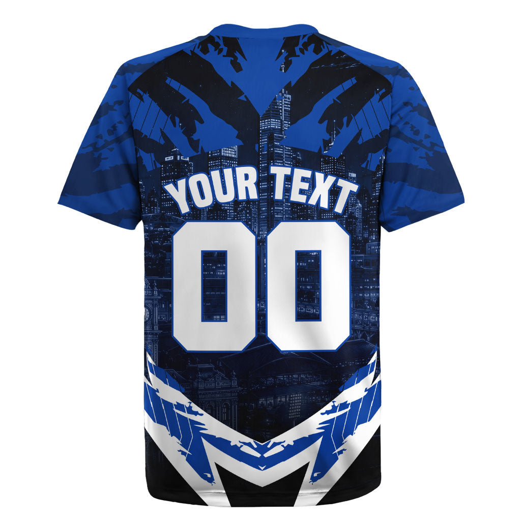 Personalised North Melbourne Kangaroos Football Rugby Jersey Fierce Kangaroo Mascot 3D Grunge City Art