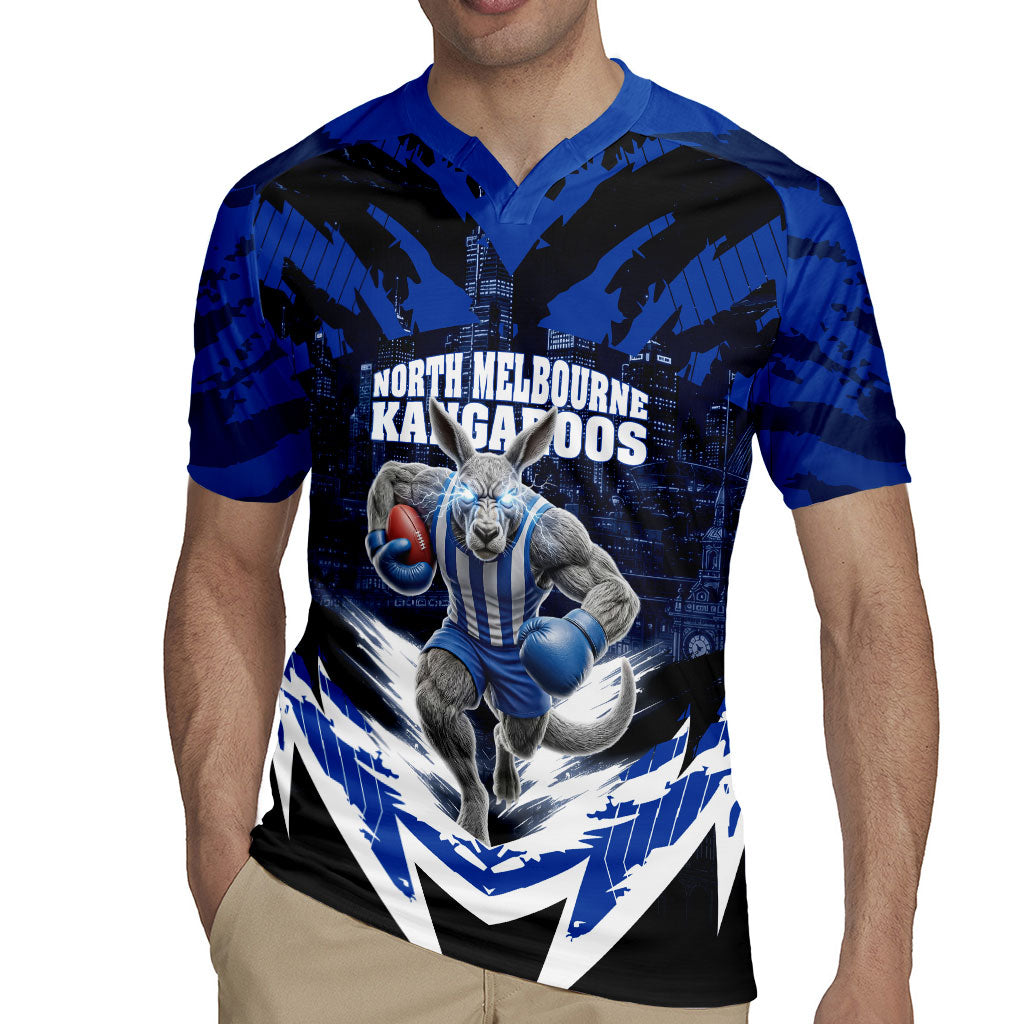 Personalised North Melbourne Kangaroos Football Rugby Jersey Fierce Kangaroo Mascot 3D Grunge City Art