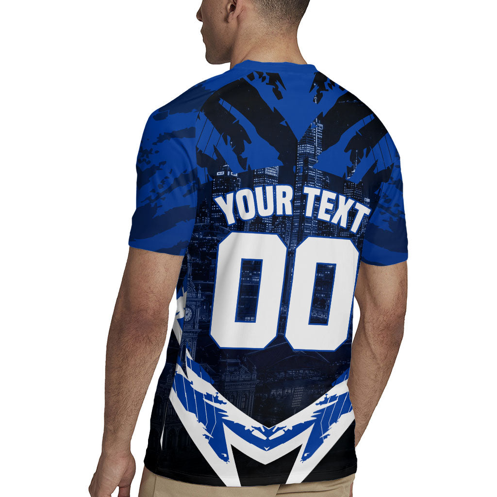 Personalised North Melbourne Kangaroos Football Rugby Jersey Fierce Kangaroo Mascot 3D Grunge City Art