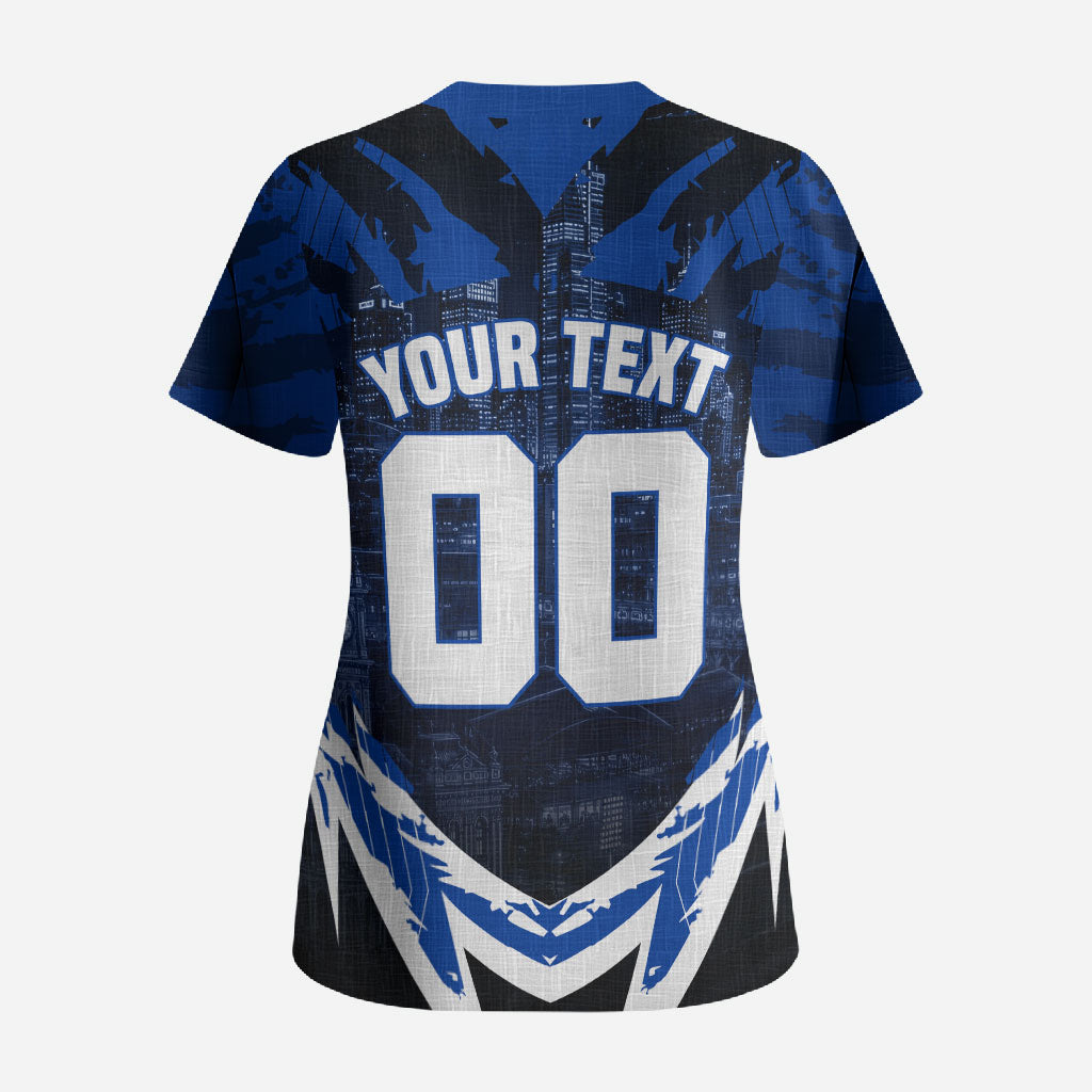 Personalised North Melbourne Kangaroos Football Scrub Top Fierce Kangaroo Mascot 3D Grunge City Art