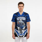 Personalised North Melbourne Kangaroos Football Scrub Top Fierce Kangaroo Mascot 3D Grunge City Art