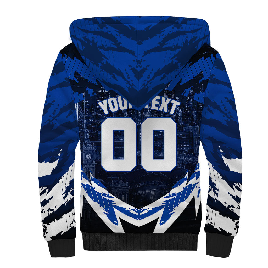 Personalised North Melbourne Kangaroos Football Sherpa Hoodie Fierce Kangaroo Mascot 3D Grunge City Art