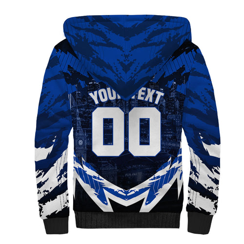 Personalised North Melbourne Kangaroos Football Sherpa Hoodie Fierce Kangaroo Mascot 3D Grunge City Art