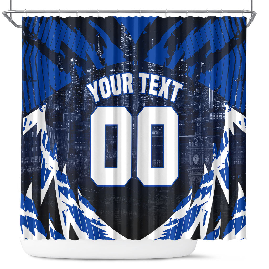 Personalised North Melbourne Kangaroos Football Shower Curtain Fierce Kangaroo Mascot 3D Grunge City Art