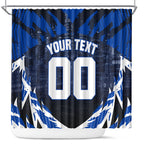 Personalised North Melbourne Kangaroos Football Shower Curtain Fierce Kangaroo Mascot 3D Grunge City Art
