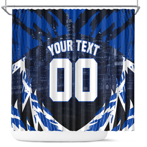 Personalised North Melbourne Kangaroos Football Shower Curtain Fierce Kangaroo Mascot 3D Grunge City Art