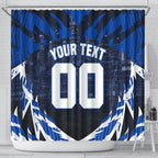 Personalised North Melbourne Kangaroos Football Shower Curtain Fierce Kangaroo Mascot 3D Grunge City Art