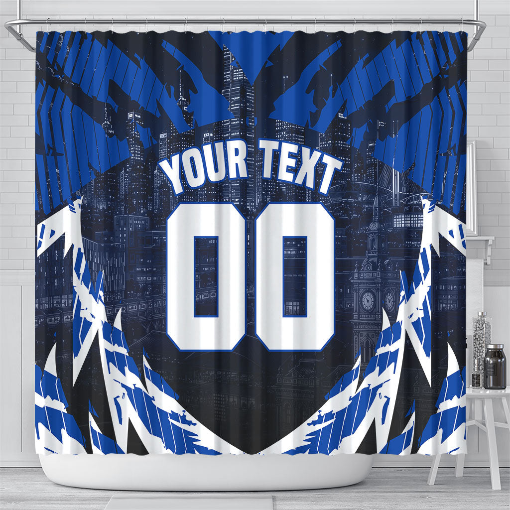 Personalised North Melbourne Kangaroos Football Shower Curtain Fierce Kangaroo Mascot 3D Grunge City Art