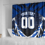 Personalised North Melbourne Kangaroos Football Shower Curtain Fierce Kangaroo Mascot 3D Grunge City Art