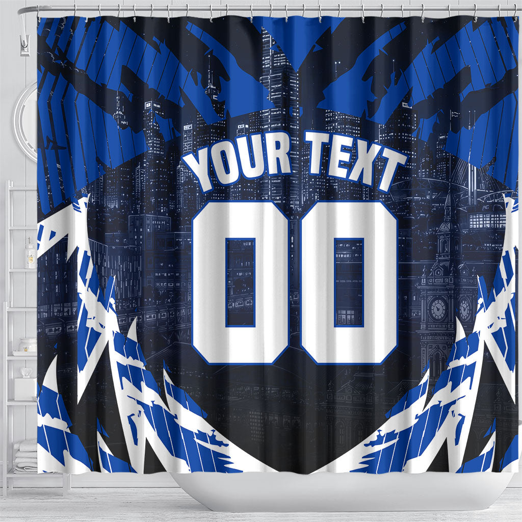 Personalised North Melbourne Kangaroos Football Shower Curtain Fierce Kangaroo Mascot 3D Grunge City Art
