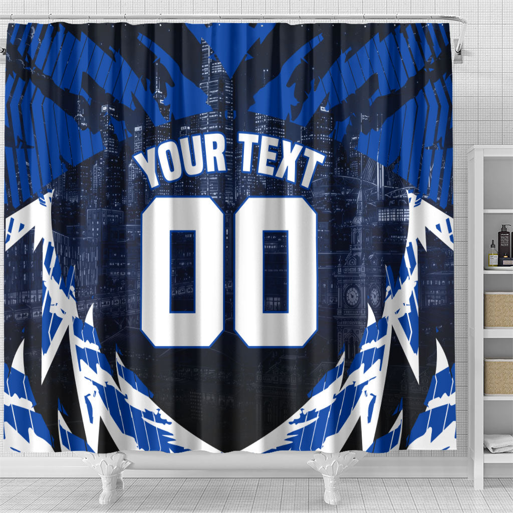 Personalised North Melbourne Kangaroos Football Shower Curtain Fierce Kangaroo Mascot 3D Grunge City Art