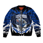 Personalised North Melbourne Kangaroos Football Sleeve Zip Bomber Jacket Fierce Kangaroo Mascot 3D Grunge City Art