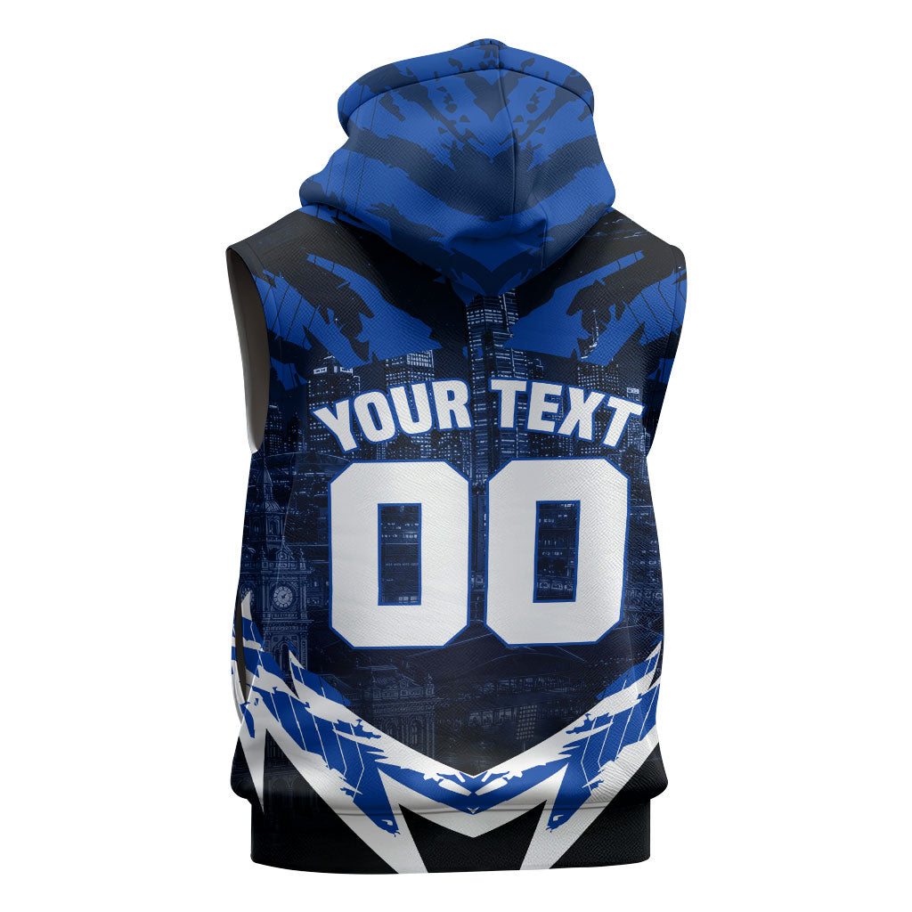 Personalised North Melbourne Kangaroos Football Sleeveless Hoodie Fierce Kangaroo Mascot 3D Grunge City Art