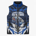 Personalised North Melbourne Kangaroos Football Sleeveless Puffer Jacket Fierce Kangaroo Mascot 3D Grunge City Art