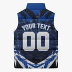 Personalised North Melbourne Kangaroos Football Sleeveless Puffer Jacket Fierce Kangaroo Mascot 3D Grunge City Art