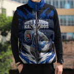 Personalised North Melbourne Kangaroos Football Sleeveless Puffer Jacket Fierce Kangaroo Mascot 3D Grunge City Art