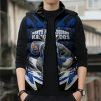 Personalised North Melbourne Kangaroos Football Sleeveless Puffer Jacket Fierce Kangaroo Mascot 3D Grunge City Art