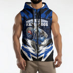 Personalised North Melbourne Kangaroos Football Sleeveless Zip Hoodie Fierce Kangaroo Mascot 3D Grunge City Art