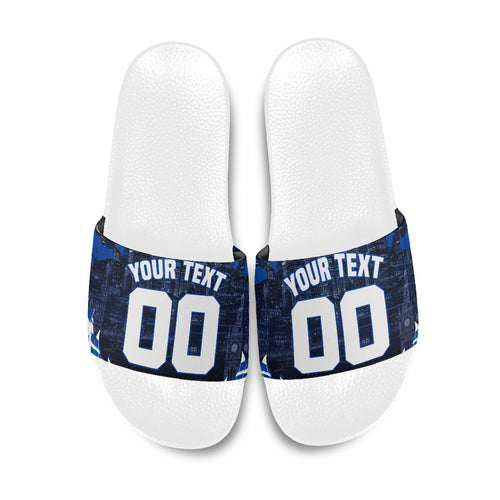 Personalised North Melbourne Kangaroos Football Slide Sandals Fierce Kangaroo Mascot 3D Grunge City Art