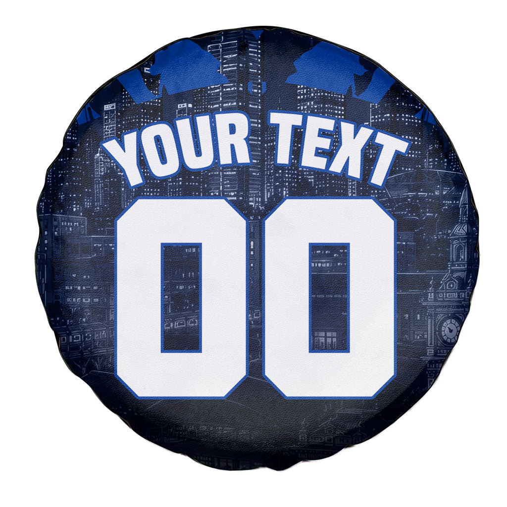Personalised North Melbourne Kangaroos Football Spare Tire Cover Fierce Kangaroo Mascot 3D Grunge City Art