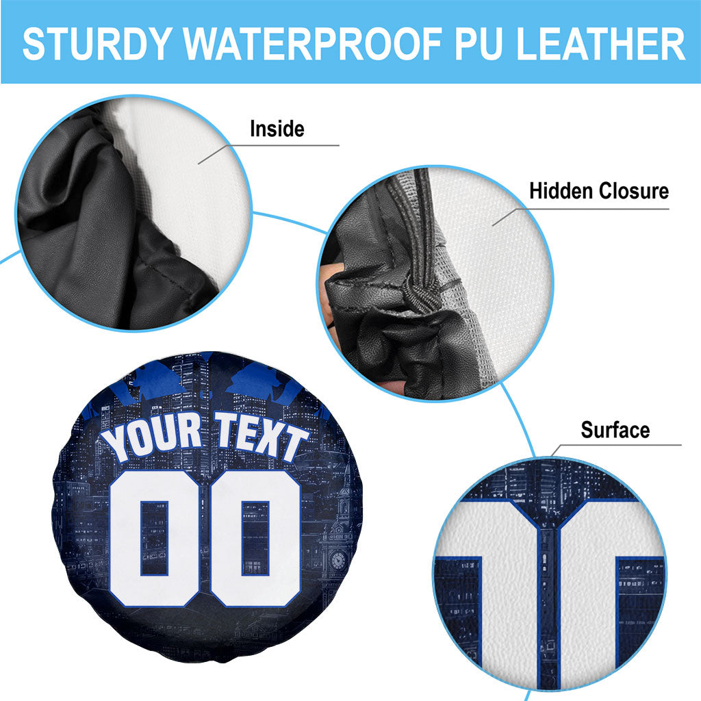 Personalised North Melbourne Kangaroos Football Spare Tire Cover Fierce Kangaroo Mascot 3D Grunge City Art