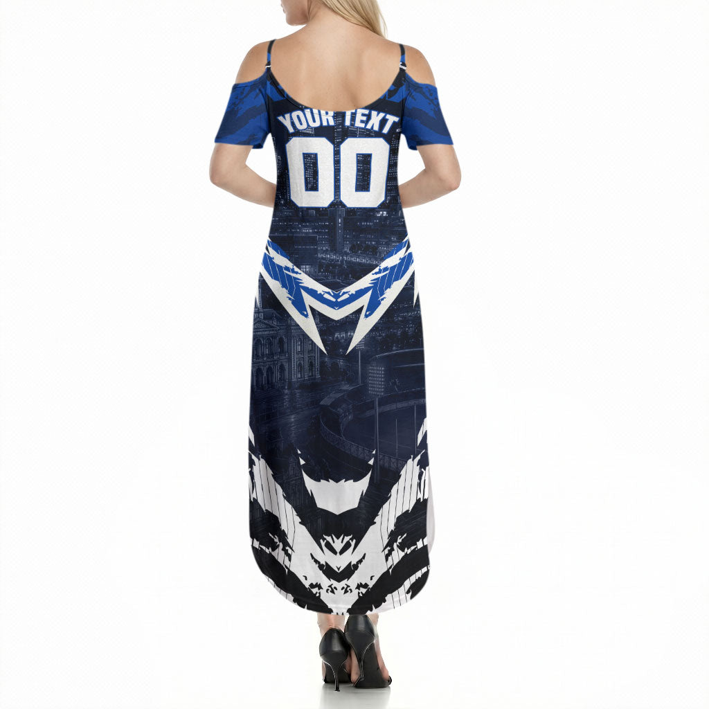 Personalised North Melbourne Kangaroos Football Summer Maxi Dress Fierce Kangaroo Mascot 3D Grunge City Art