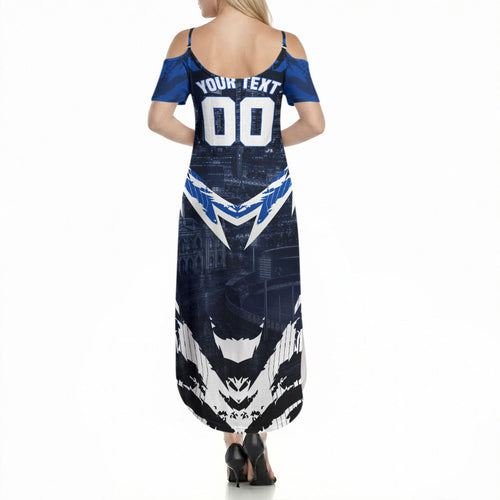 Personalised North Melbourne Kangaroos Football Summer Maxi Dress Fierce Kangaroo Mascot 3D Grunge City Art